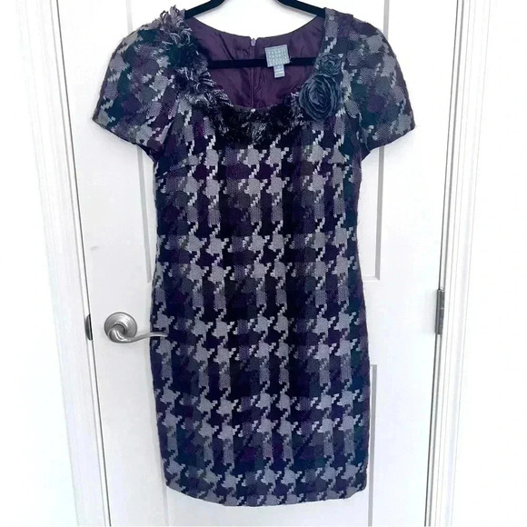 Rabbit Rabbit Rabbit Dresses & Skirts - RABBIT RABBIT RABBIT purple grey black plaid fringe tweed knee length dress 10